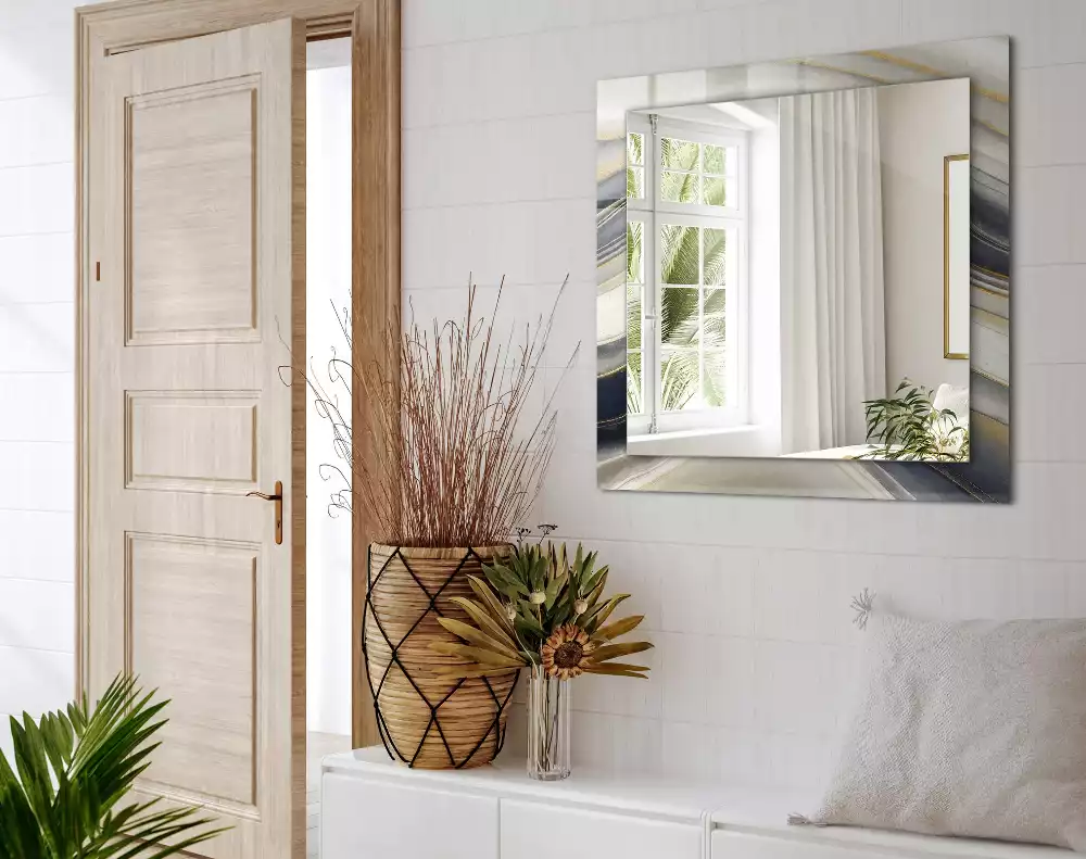 Rechteckiger spiegel Abstrakte Farb‑Wellen