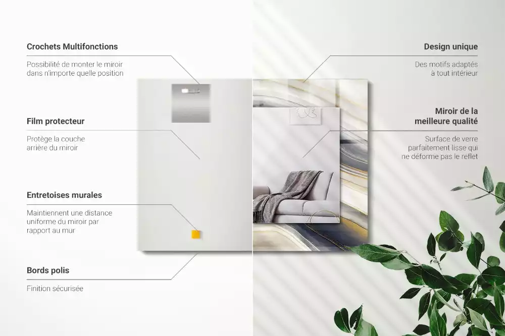 Rechteckiger spiegel Abstrakte Farb‑Wellen