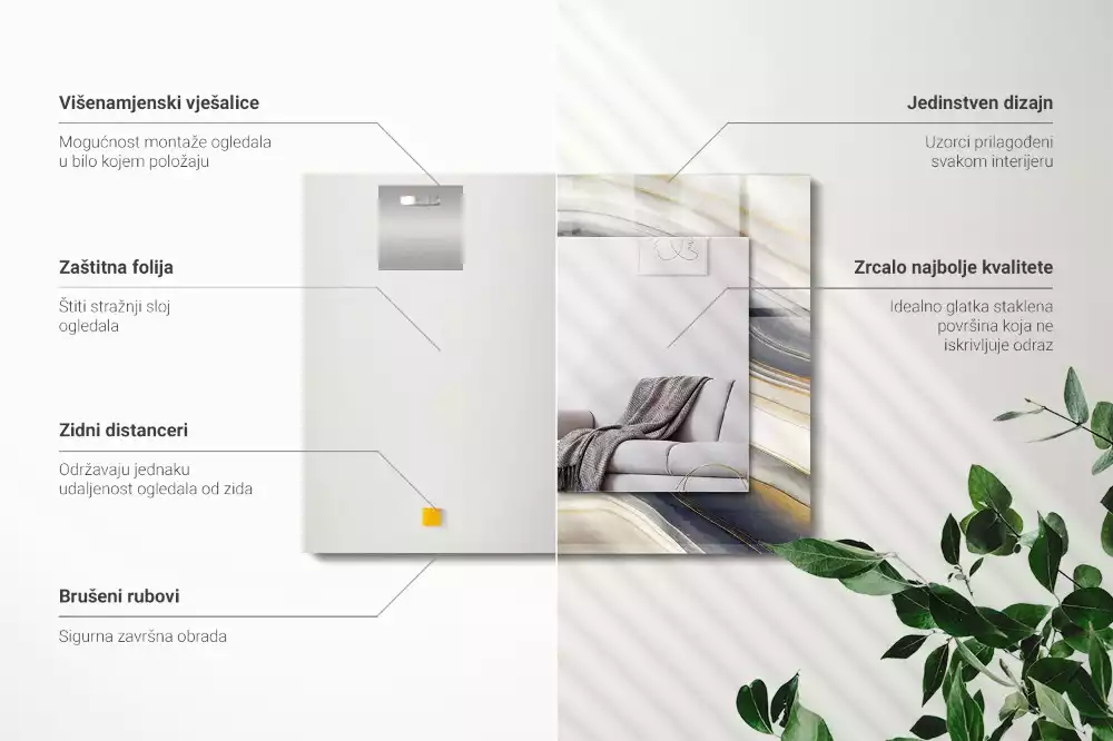 Rechteckiger spiegel Abstrakte Farb‑Wellen