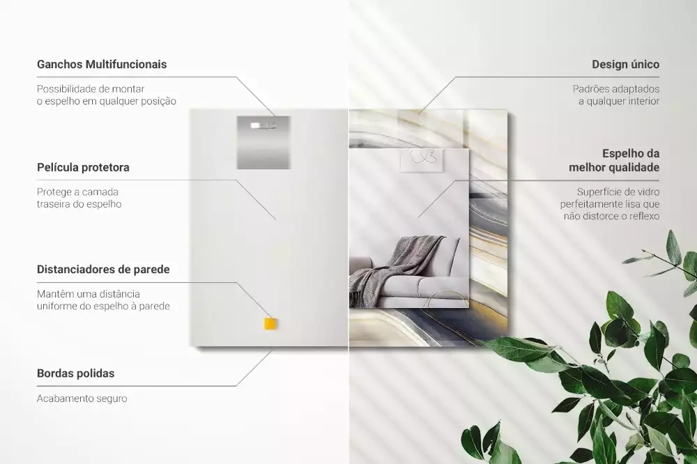 Rechteckiger spiegel Abstrakte Farb‑Wellen