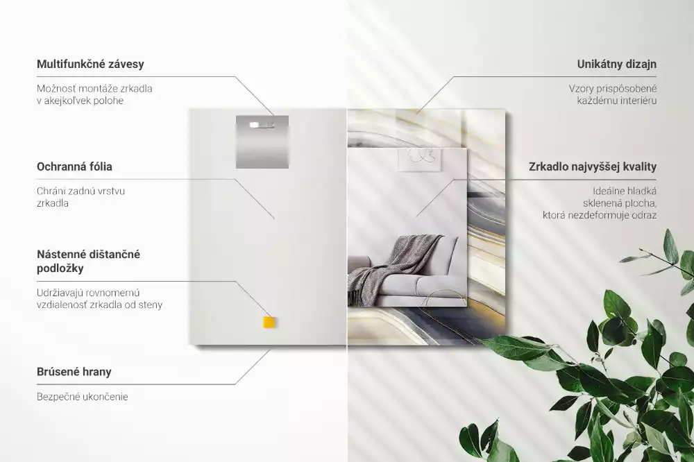 Rechteckiger spiegel Abstrakte Farb‑Wellen