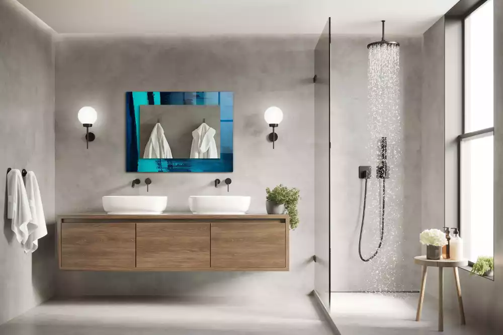 Rechteckiger dekorativer spiegel Abstrakte blaue Kunst