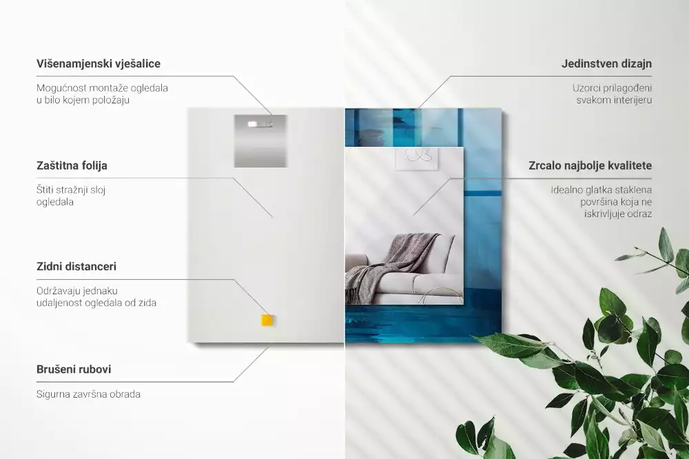 Rechteckiger dekorativer spiegel Abstrakte blaue Kunst