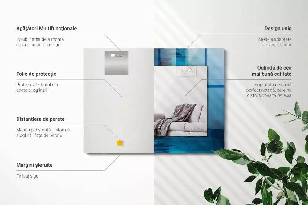 Rechteckiger dekorativer spiegel Abstrakte blaue Kunst