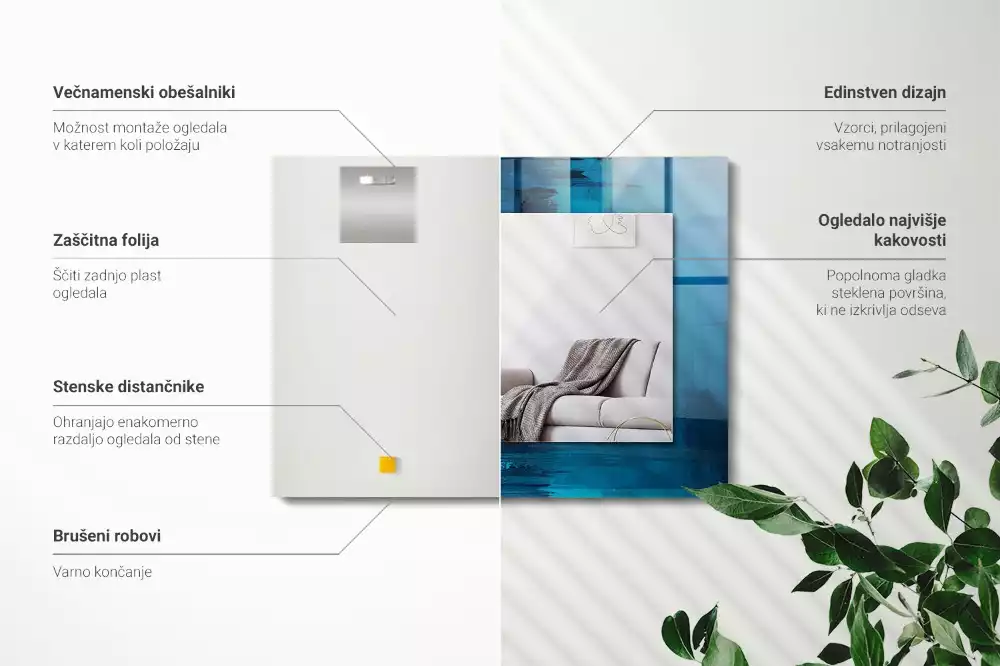 Rechteckiger dekorativer spiegel Abstrakte blaue Kunst