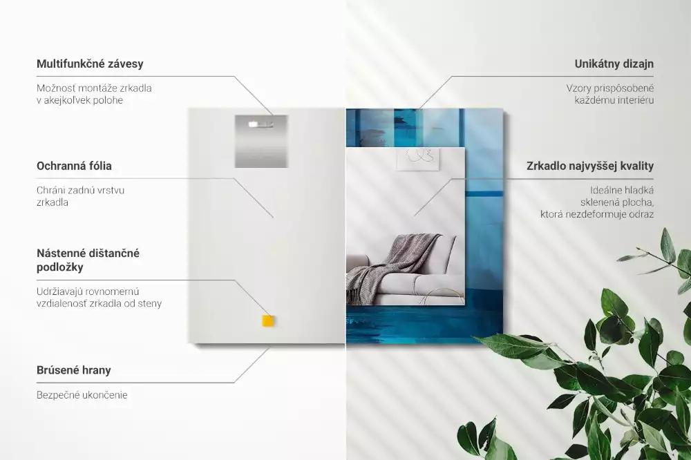 Rechteckiger dekorativer spiegel Abstrakte blaue Kunst