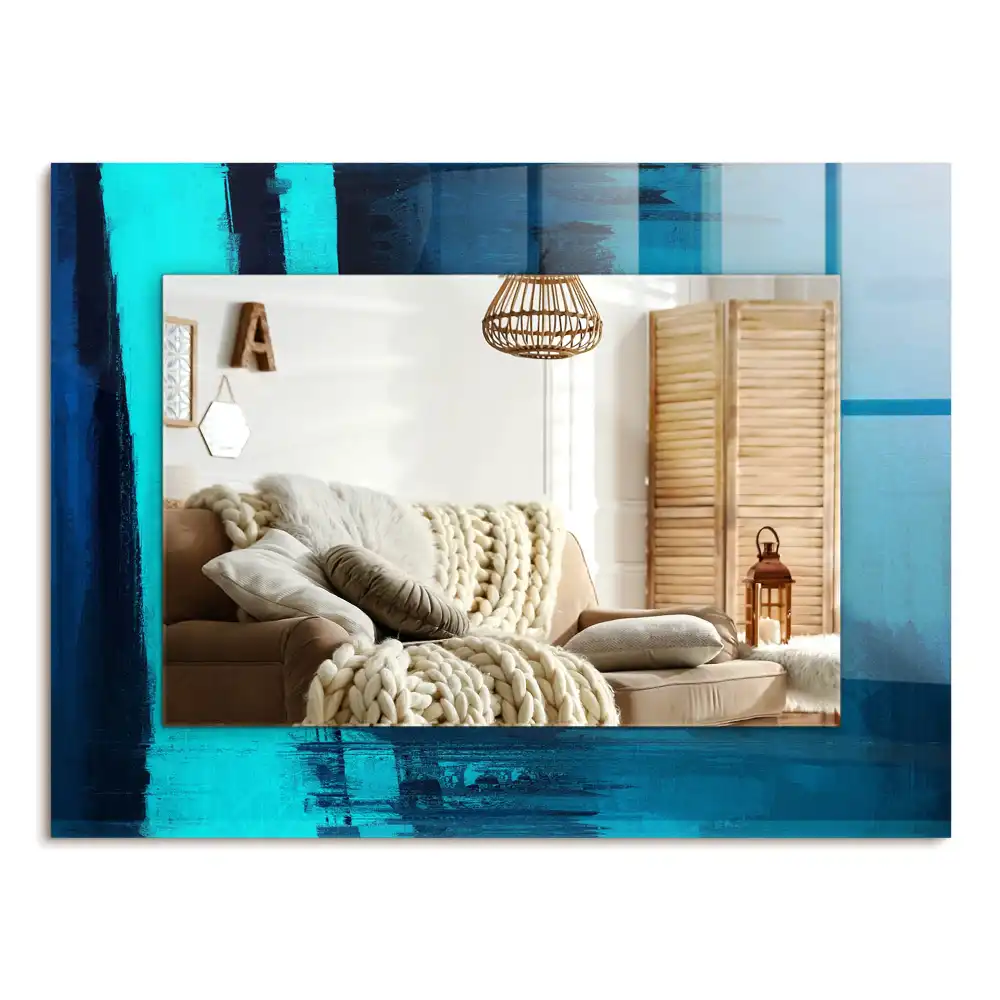 Rechteckiger dekorativer spiegel Abstrakte blaue Kunst