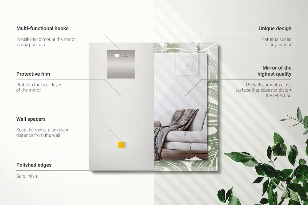 Rechteckiger spiegel Monstera-Blätter