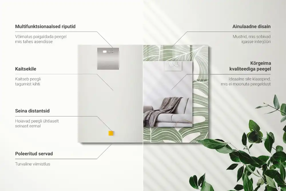 Rechteckiger spiegel Monstera-Blätter