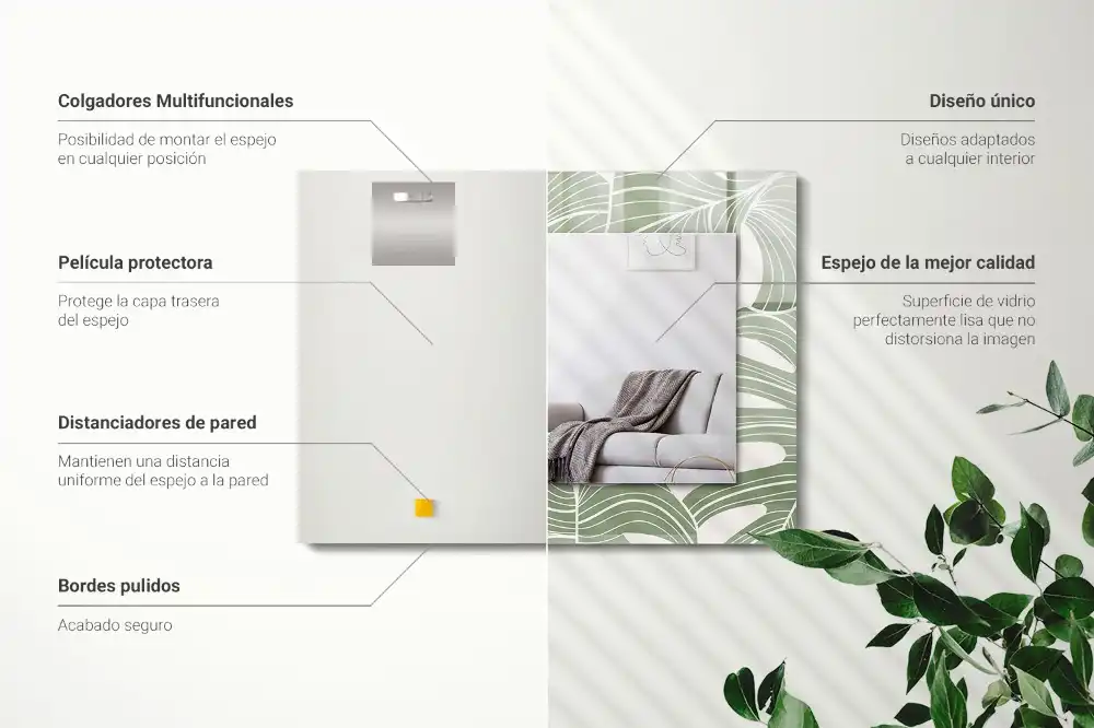 Rechteckiger spiegel Monstera-Blätter