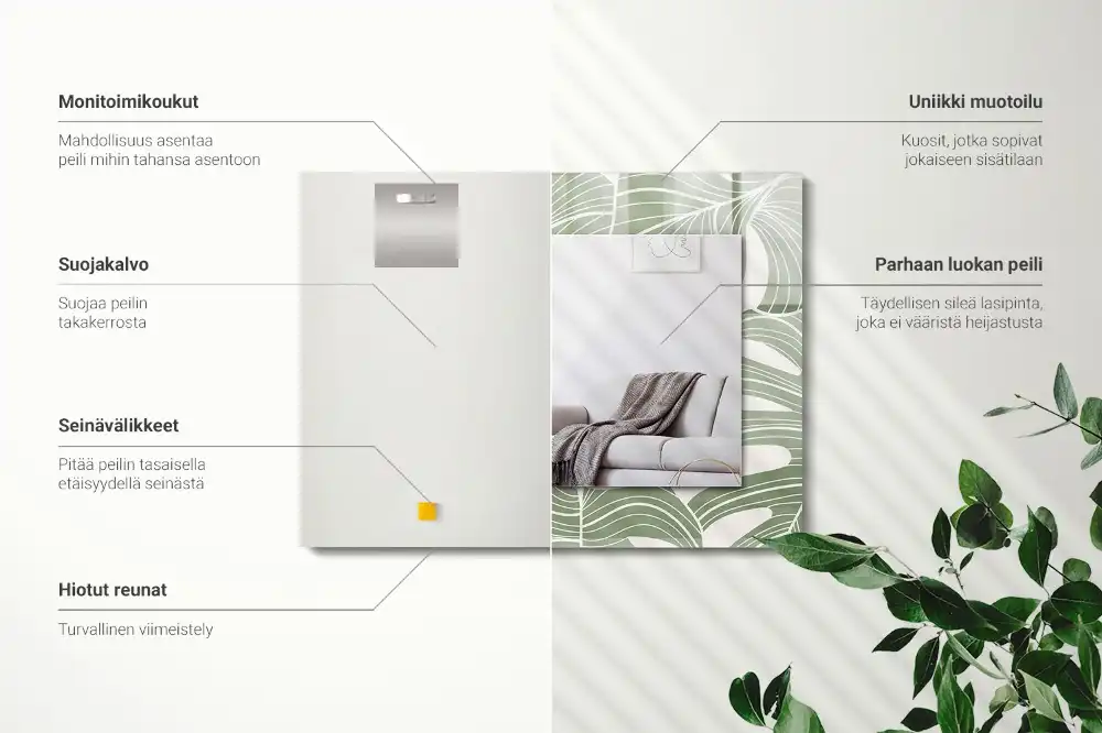 Rechteckiger spiegel Monstera-Blätter