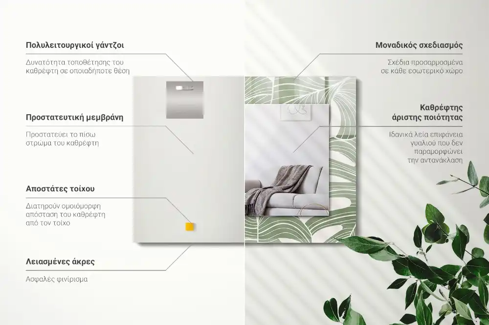 Rechteckiger spiegel Monstera-Blätter