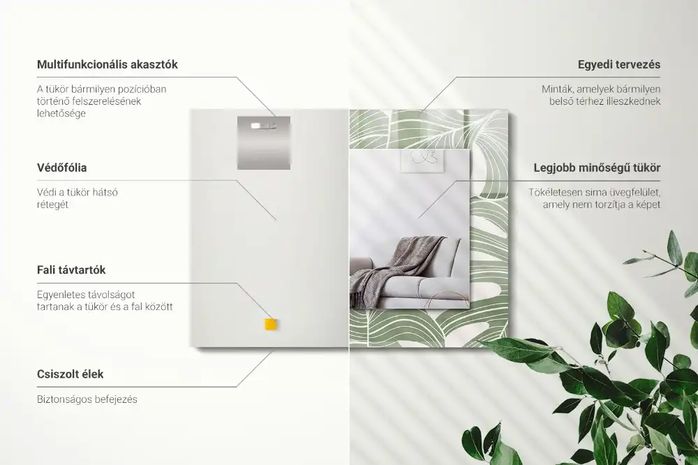 Rechteckiger spiegel Monstera-Blätter