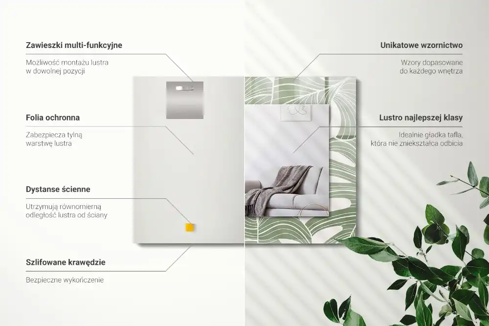 Rechteckiger spiegel Monstera-Blätter