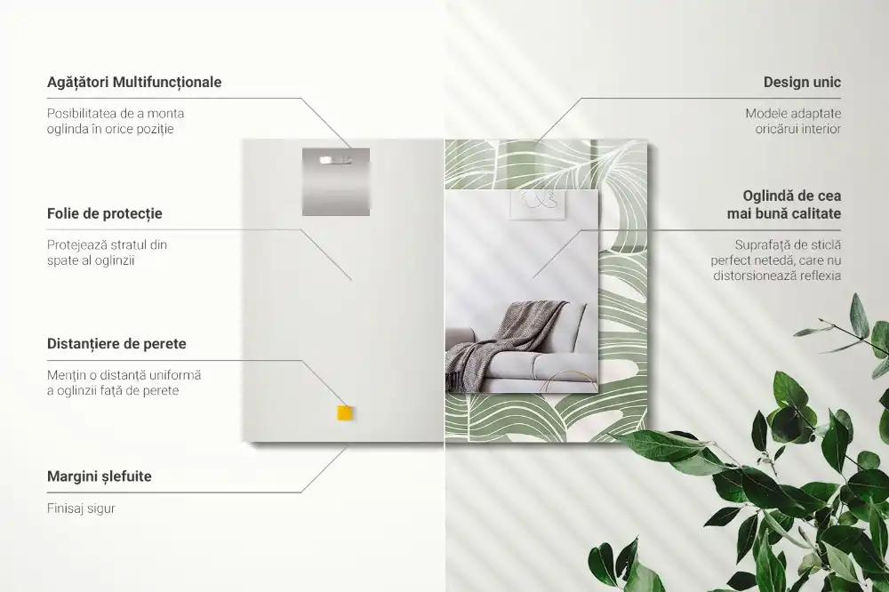 Rechteckiger spiegel Monstera-Blätter