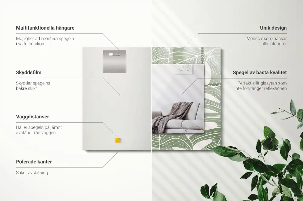 Rechteckiger spiegel Monstera-Blätter