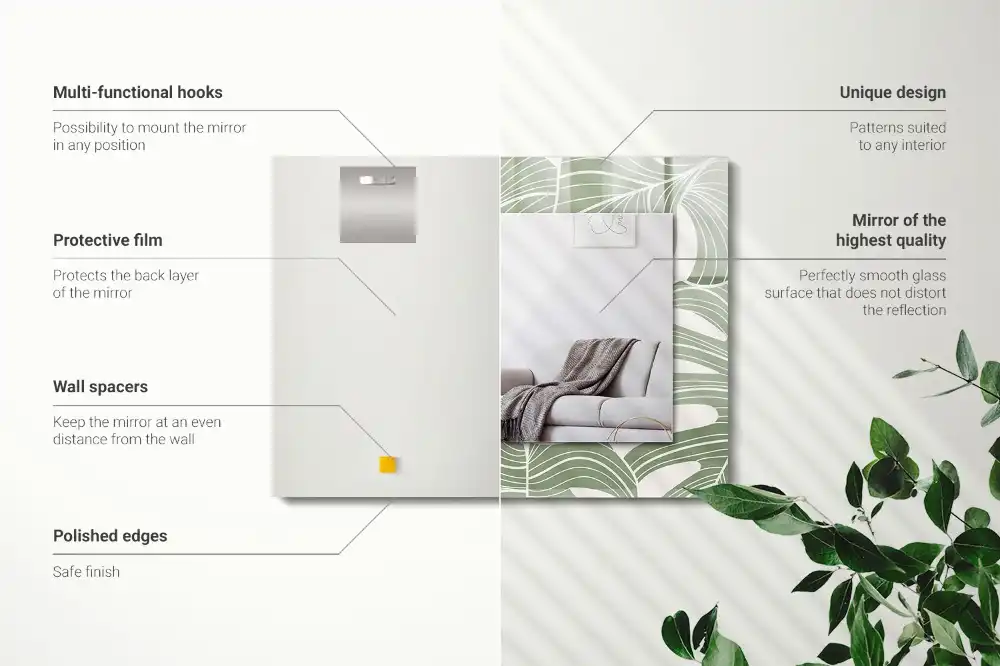 Rechteckiger spiegel Monstera-Blätter