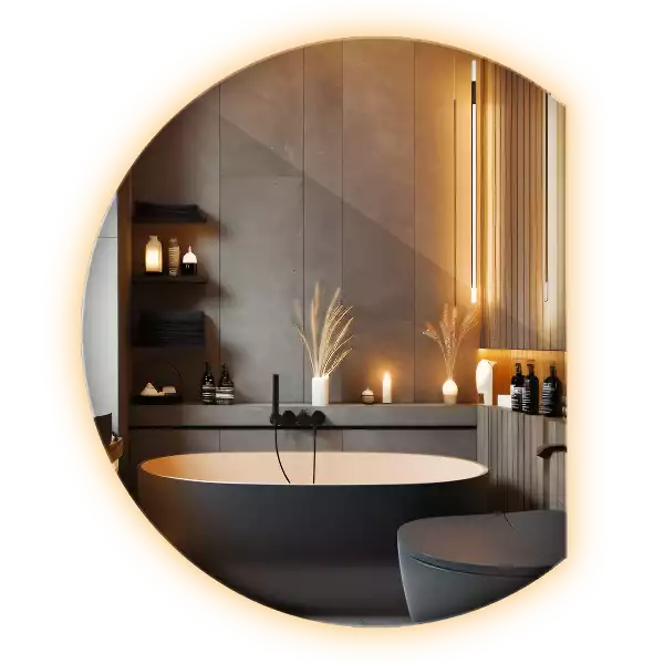 Spiegel rund abgeschnitten blickfang mit LED