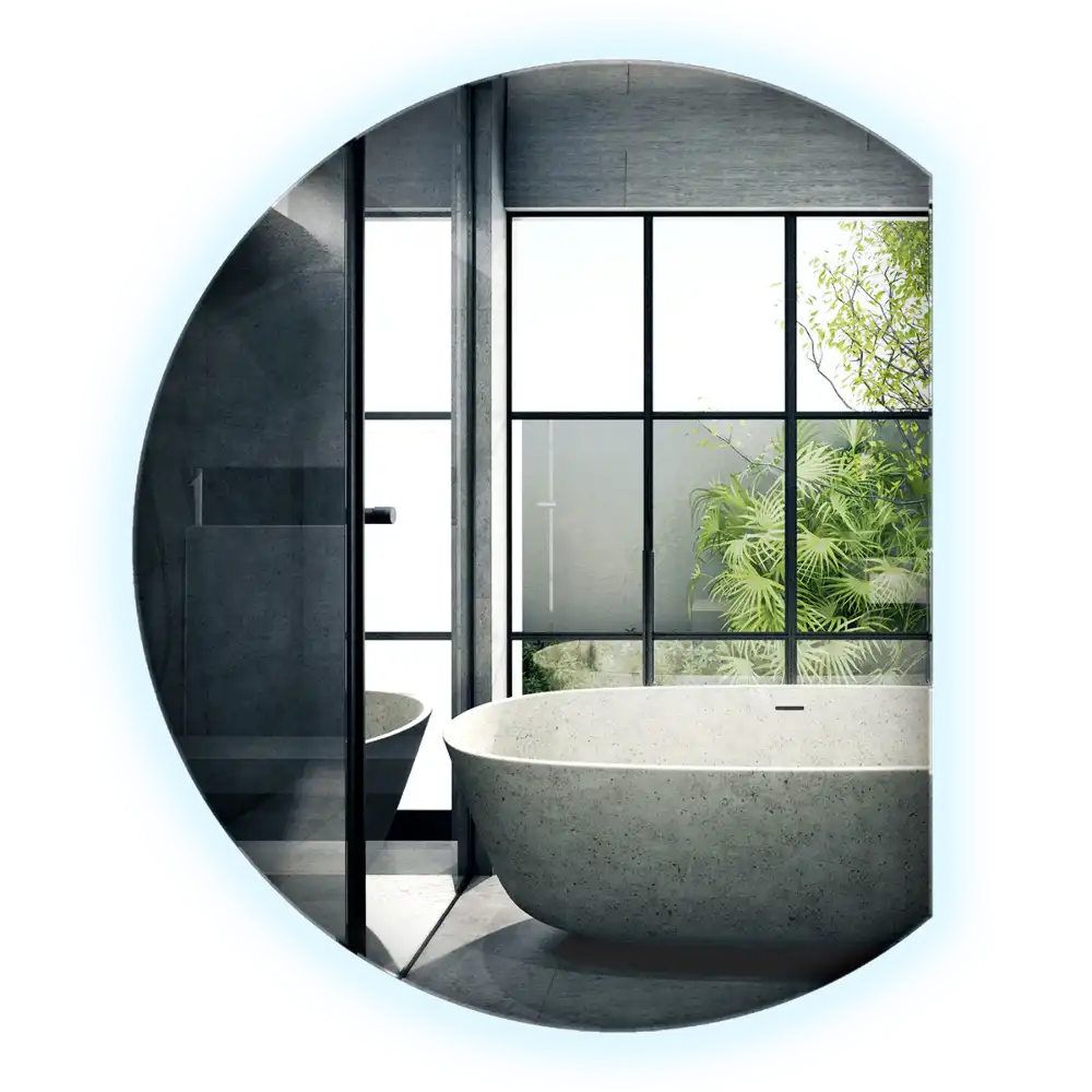 Spiegel rund abgeschnitten blickfang mit LED