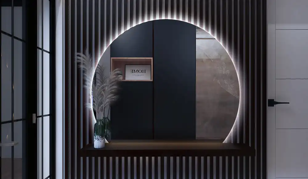 Spiegel rund abgeschnitten blickfang mit LED