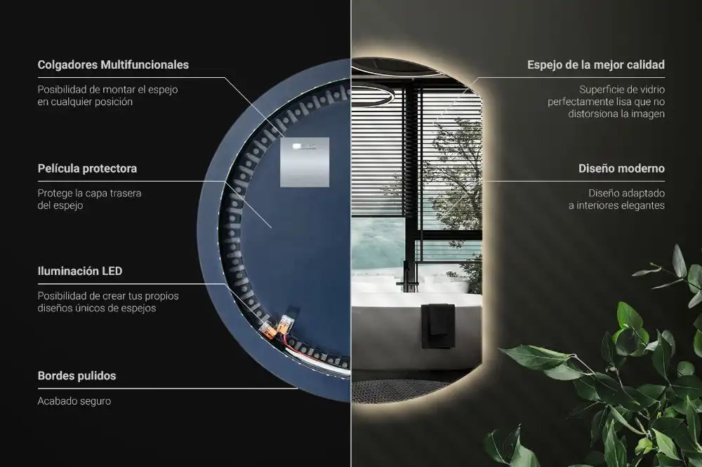Spiegel rund abgeschnitten blickfang mit LED