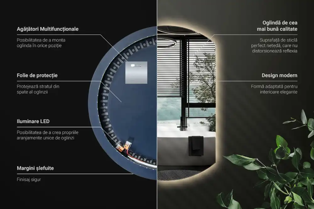 Spiegel rund abgeschnitten blickfang mit LED