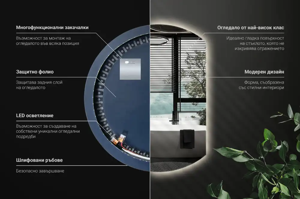 Spiegel rund abgeschnitten blickfang mit LED