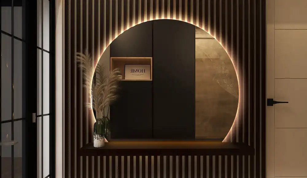 Spiegel rund abgeschnitten blickfang mit LED