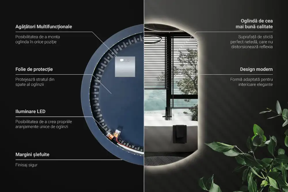 Spiegel rund abgeschnitten blickfang mit LED