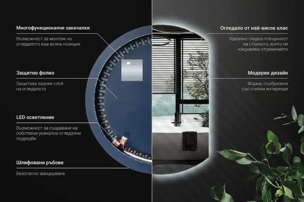Spiegel rund abgeschnitten blickfang mit LED