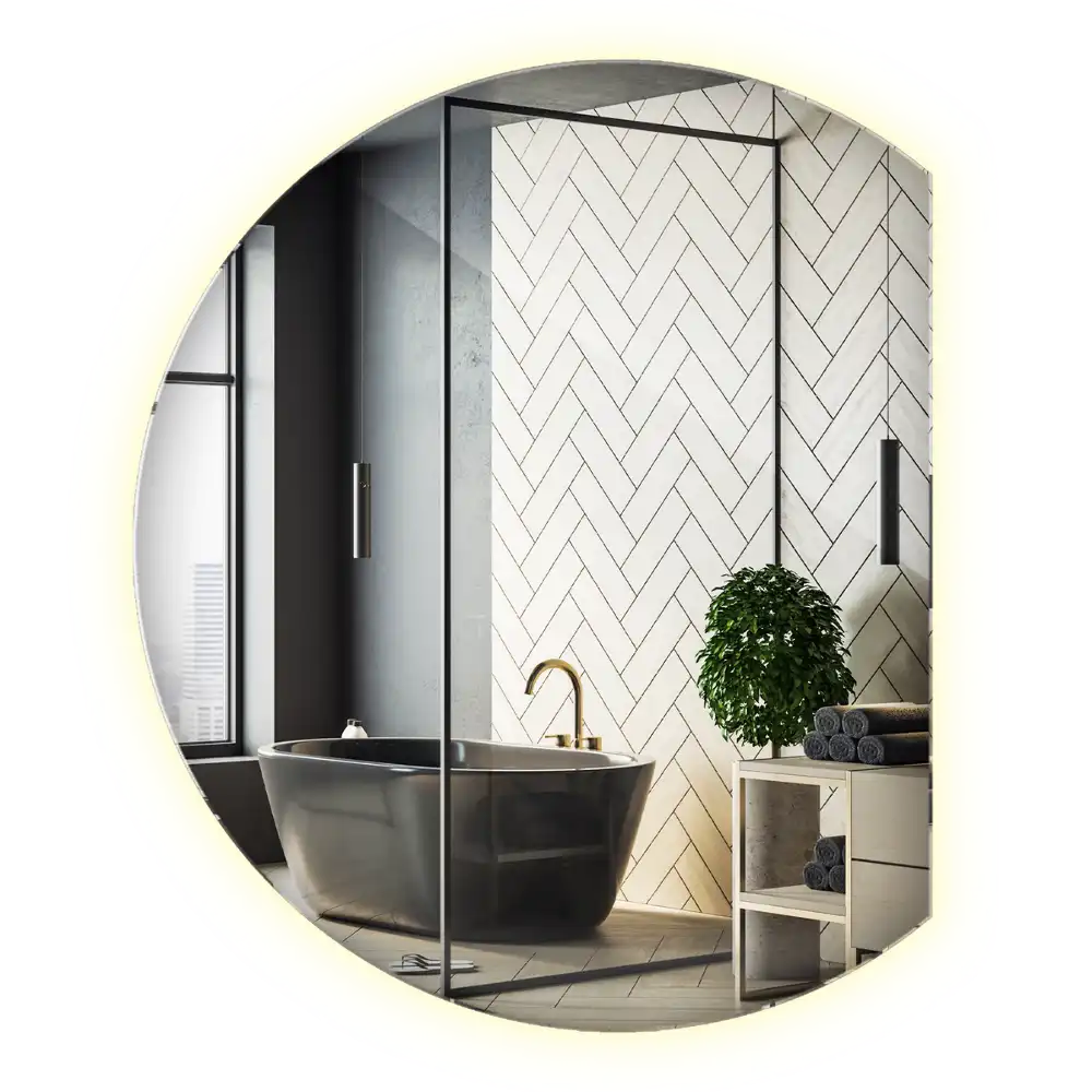 Spiegel rund abgeschnitten blickfang mit LED