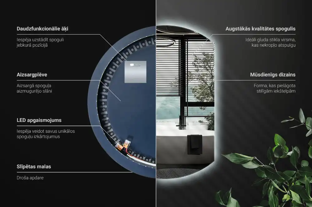 Spiegel rund abgeschnitten blickfang mit LED