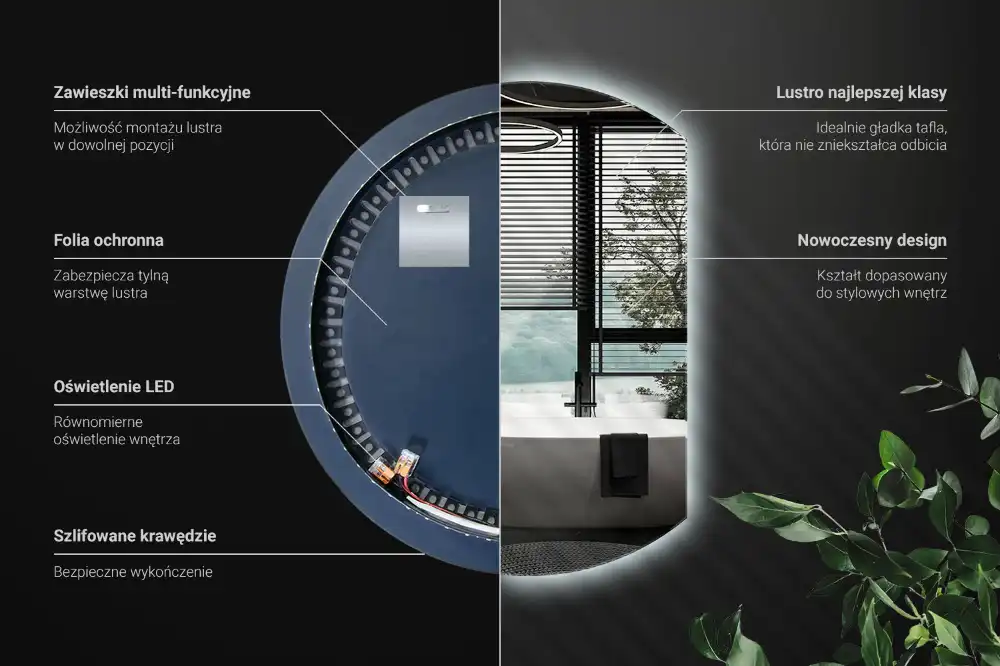 Spiegel rund abgeschnitten blickfang mit LED