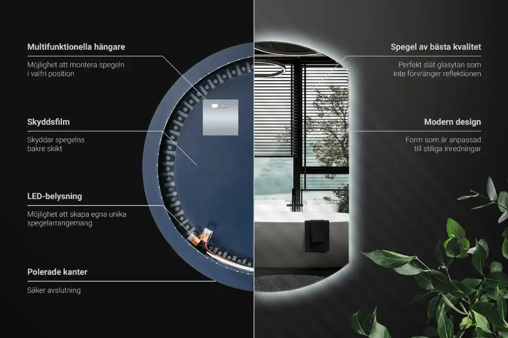Spiegel rund abgeschnitten blickfang mit LED