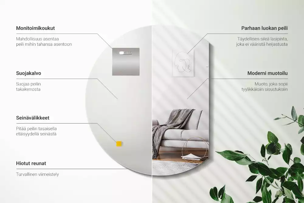 Runder spiegel abgeschnitten ursprünglicher zusatz