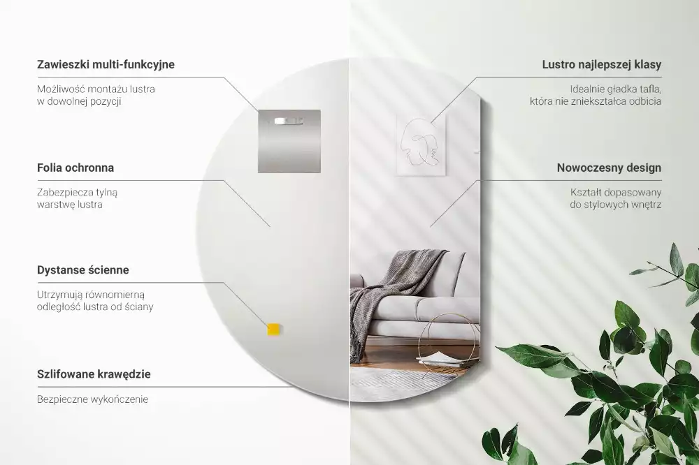 Runder spiegel abgeschnitten ursprünglicher zusatz