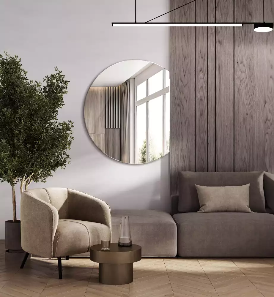 Runder spiegel abgeschnitten ursprünglicher zusatz