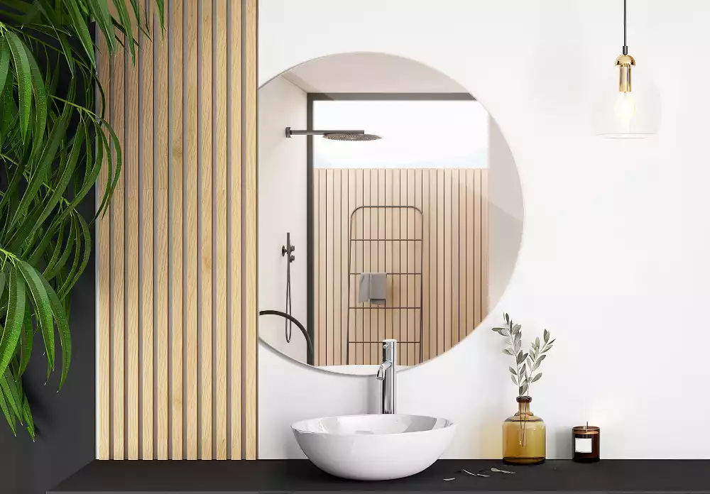 Runder spiegel abgeschnitten ursprünglicher zusatz