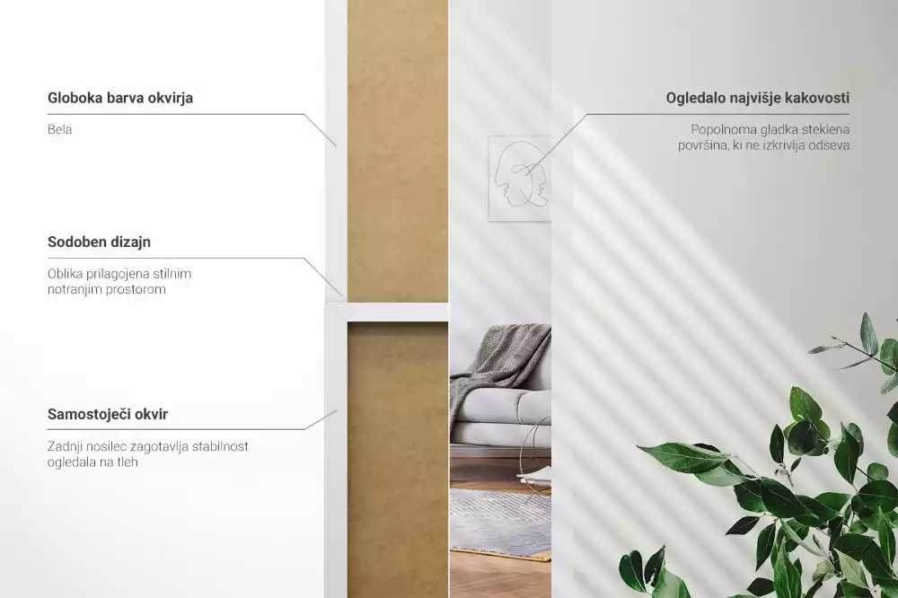 Ganzkörperspiegel mit weißem Rahmen