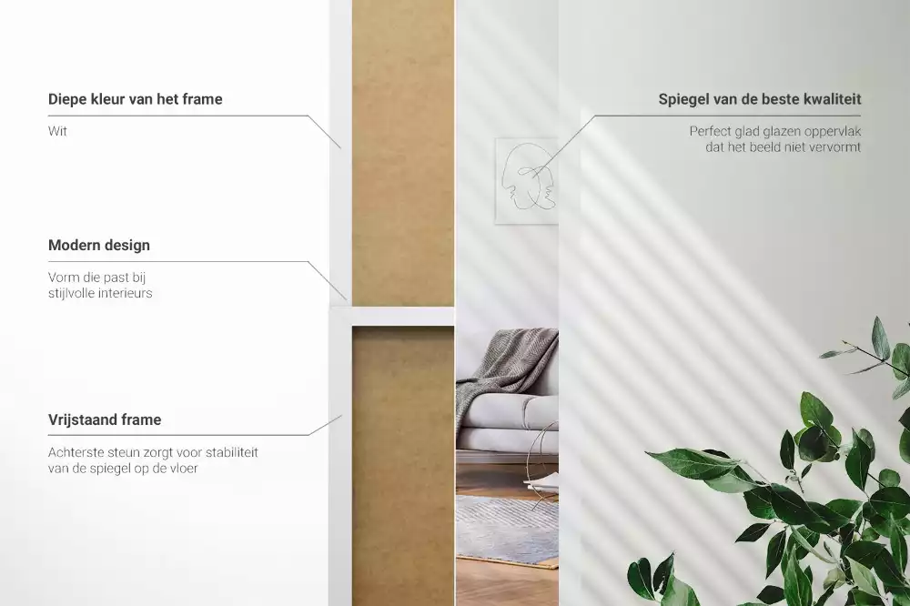 Ganzkörperspiegel mit weißem Rahmen