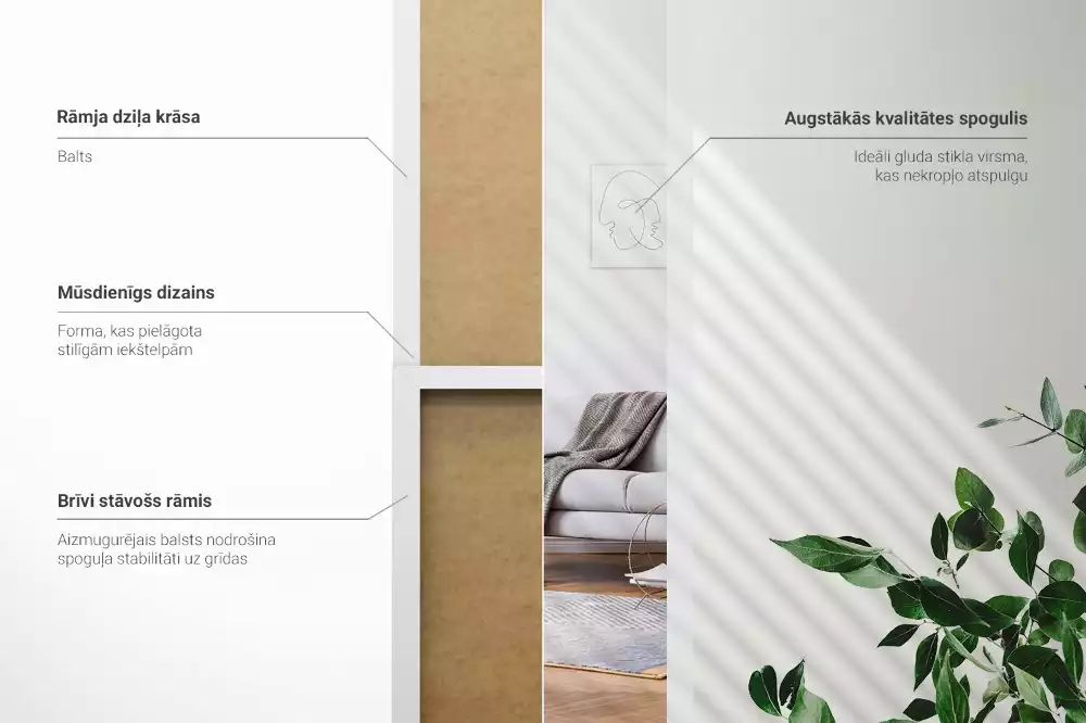 Ganzkörperspiegel mit weißem Rahmen