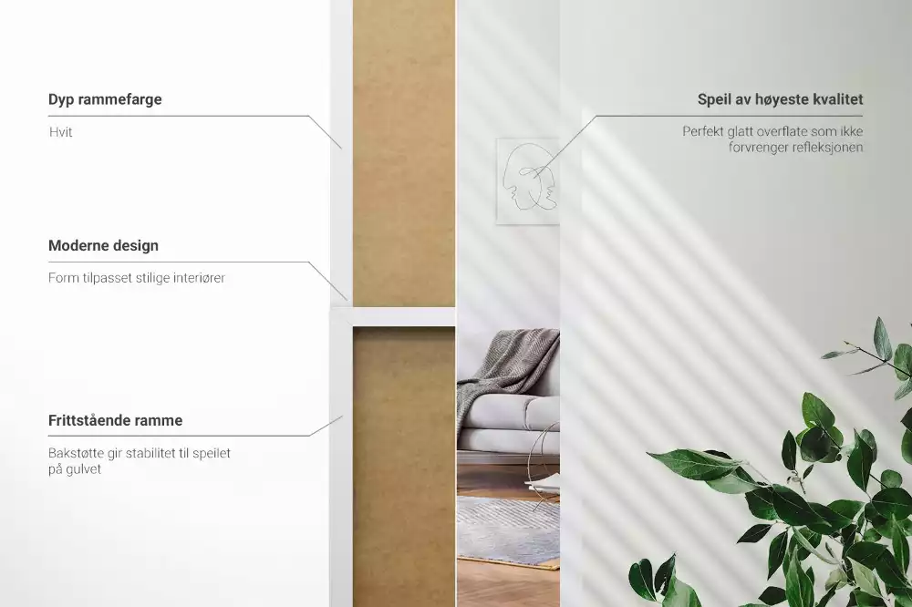 Ganzkörperspiegel mit weißem Rahmen