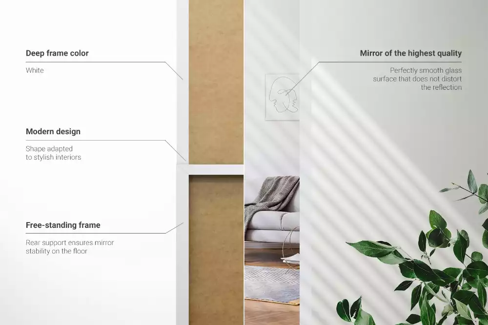 Ganzkörperspiegel mit weißem Rahmen