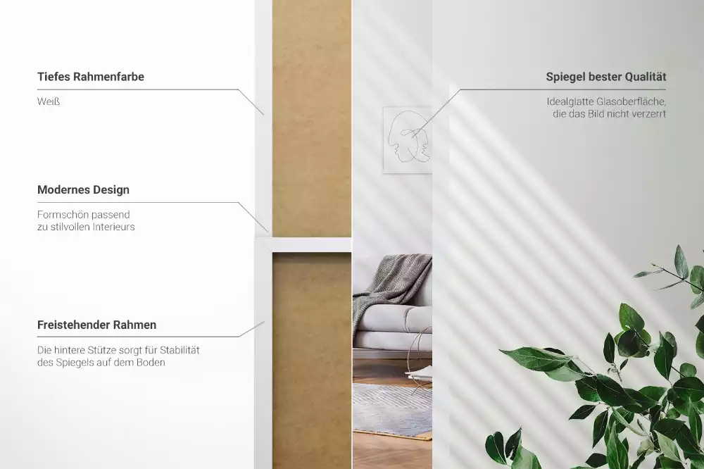 Ganzkörperspiegel mit weißem Rahmen