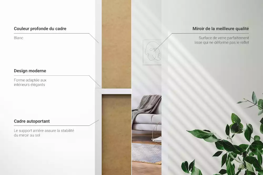 Ganzkörperspiegel mit weißem Rahmen