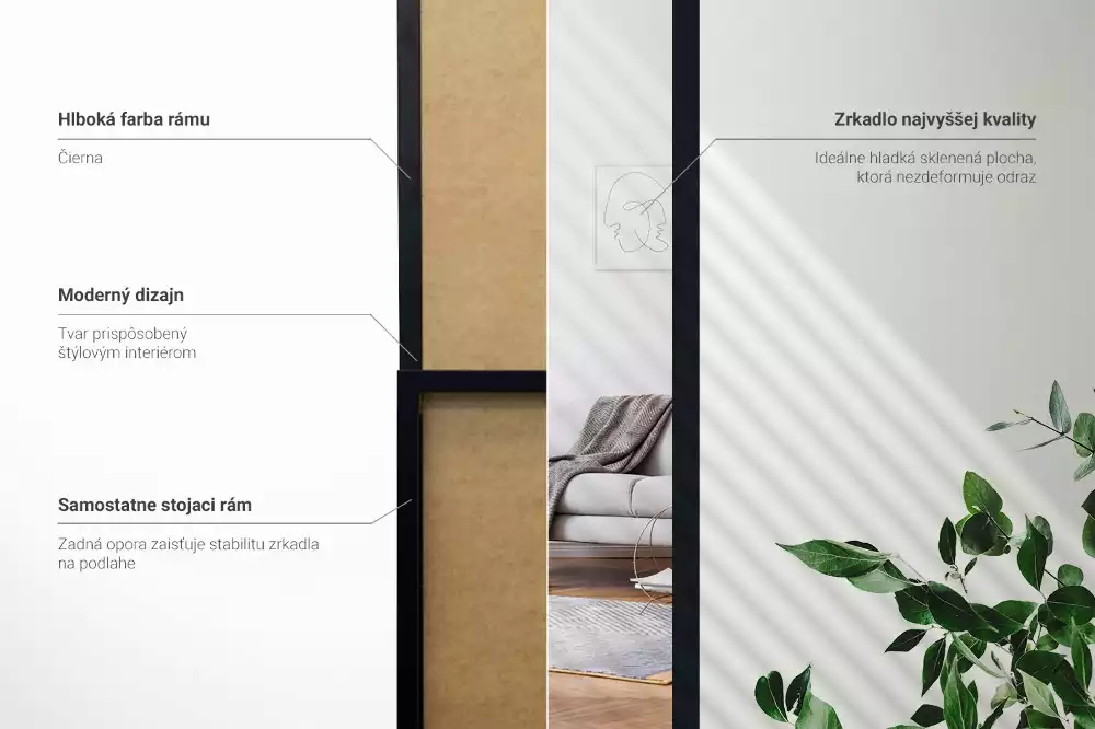 Ganzkörperspiegel mit schwarzem Rahmen