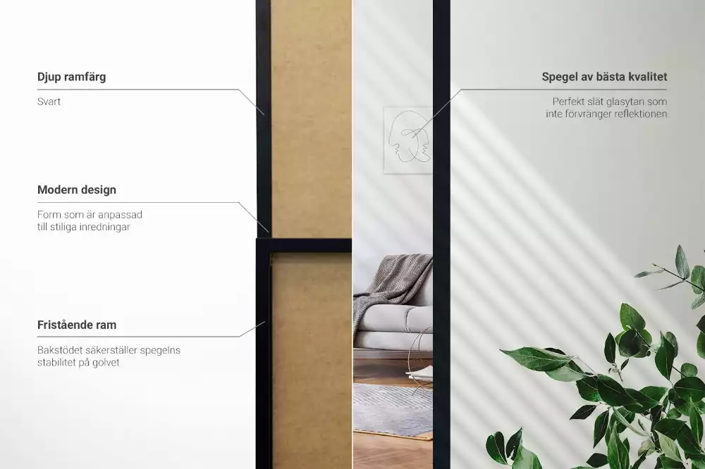 Ganzkörperspiegel mit schwarzem Rahmen