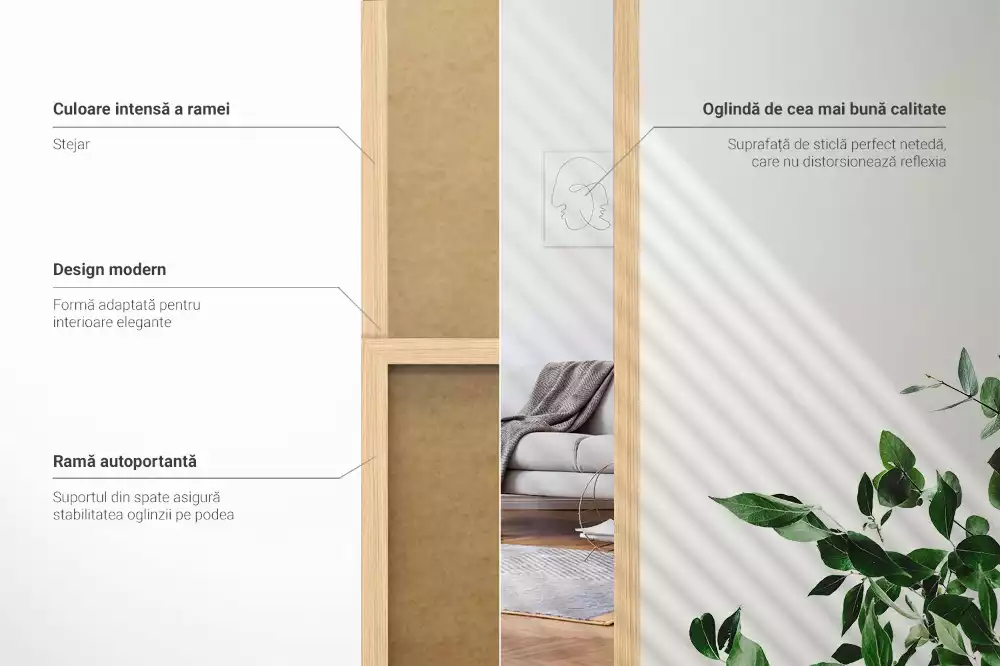 Ganzkörperspiegel mit eichenfarbenem Rahmen