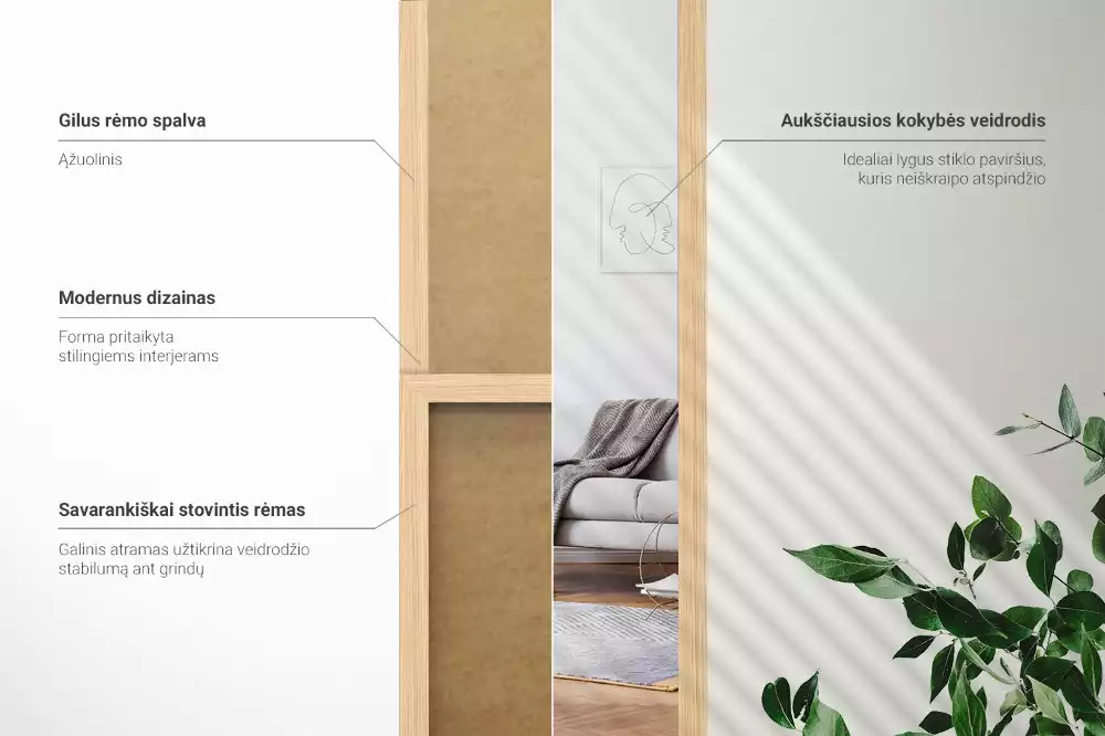 Ganzkörperspiegel mit eichenfarbenem Rahmen