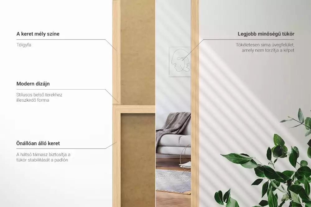 Ganzkörperspiegel mit eichenfarbenem Rahmen